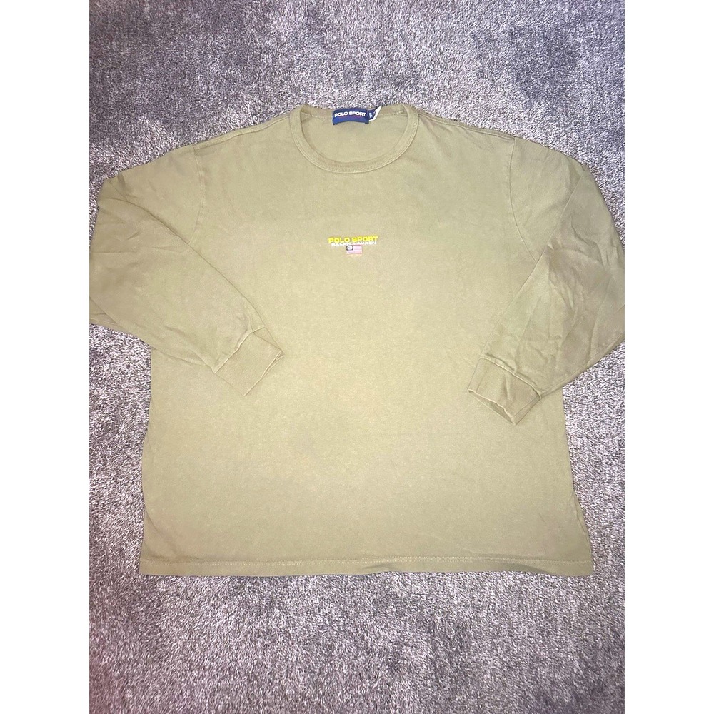 Polo Sport Ralph Lauren Long Sleeve Shirt Mens 2XB Olive Green Big Tall Logo
